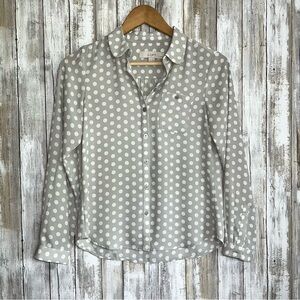Loft Grey Polka Dot Petite Button Down